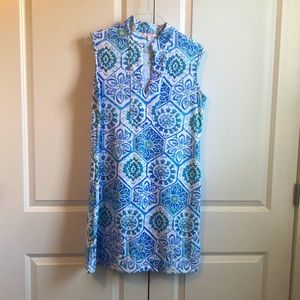 Jude Connally Blue & White Mosaic Dress XL